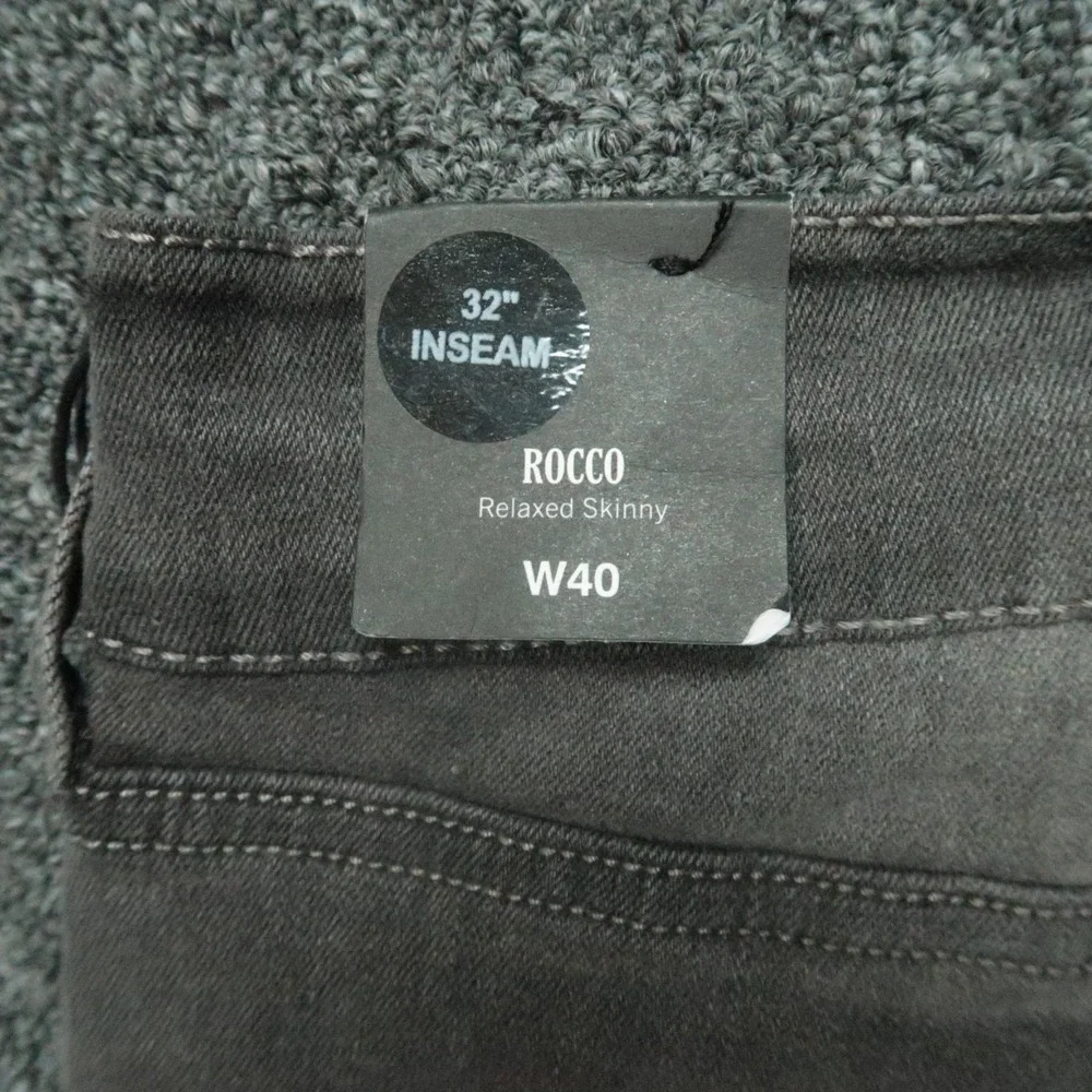 True Religion Jeans Mens 40x32 Gray Charcoal‎ Rocco Relaxed Skinny No Flap NWT